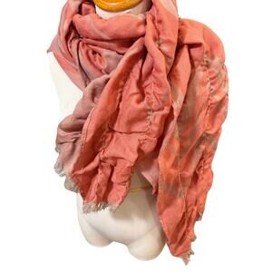 Escada Sport Stretch Wool Large Shawl Scarf EUC 100” x 24” Peach Pink